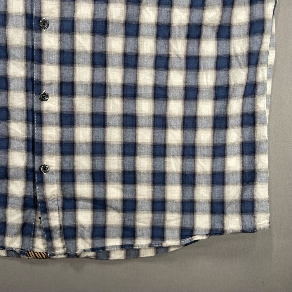 Billy Reid Standard Fit Plaid Checkered Button Down Shirt; Green/Cream - Men XXL - Picture 12 of 16